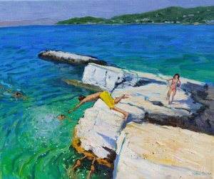 Il subacqueo, Piatti Rock, Skiathos, Grecia, 2015 da Andrew Macara